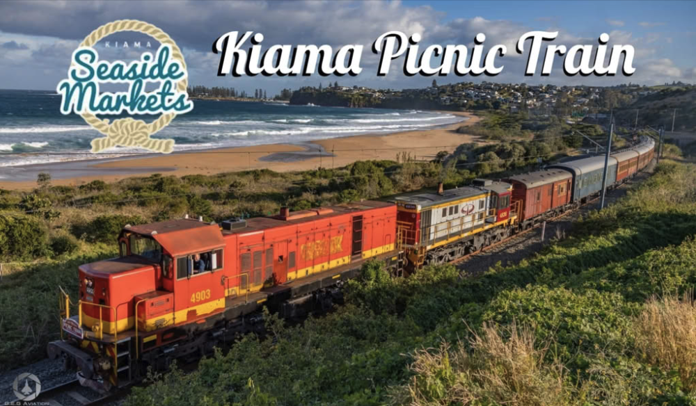 Aerial shot of Kiama picnic train